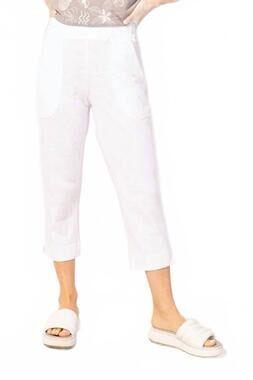 NEW ESCAPE textured peruvian cotton on the go capri in white